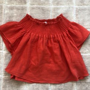 Apiece apart cotton off the shoulder crop top